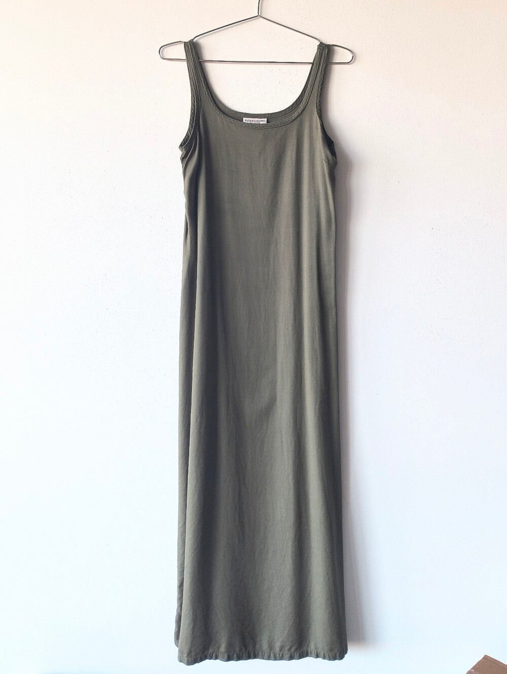 Vintage Sleeveless Olive Green Maxi Dress